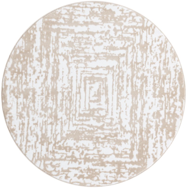4' x 4' Wrenfield · Abstract bordered rug, bone and beige