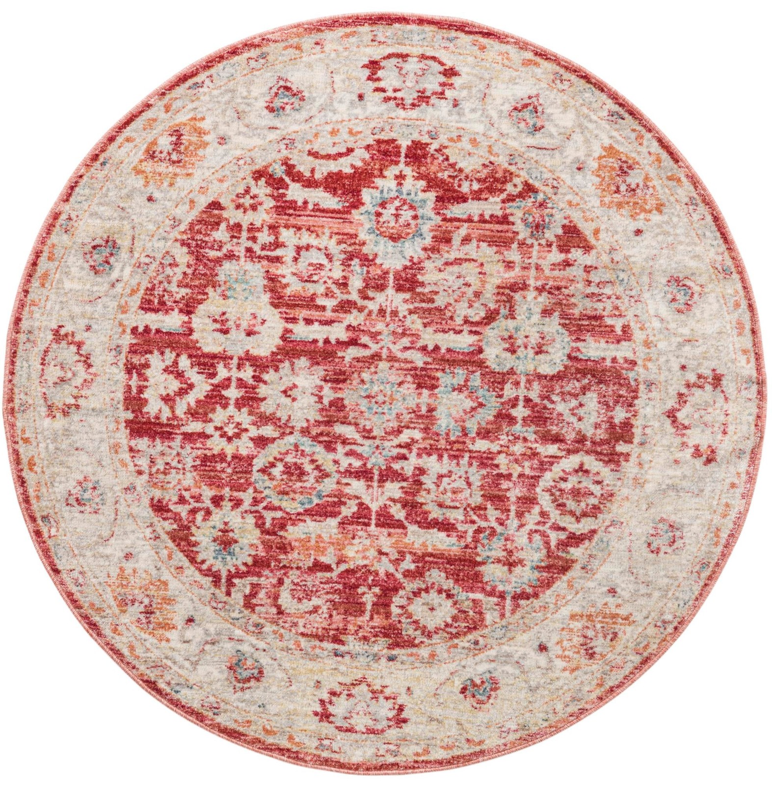 3' 10 x 3' 10 Pettit · Medallion rug, red