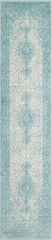 2' 7 x 12' Eudora · Border rug, aqua
