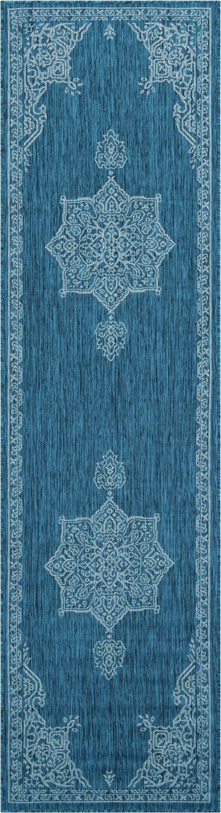 2' 7 x 10' Rhys · Border Outdoor Rug, teal