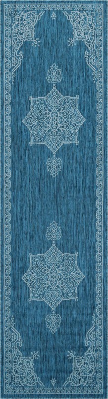2' 7 x 10' Rhys · Border Outdoor Rug, teal