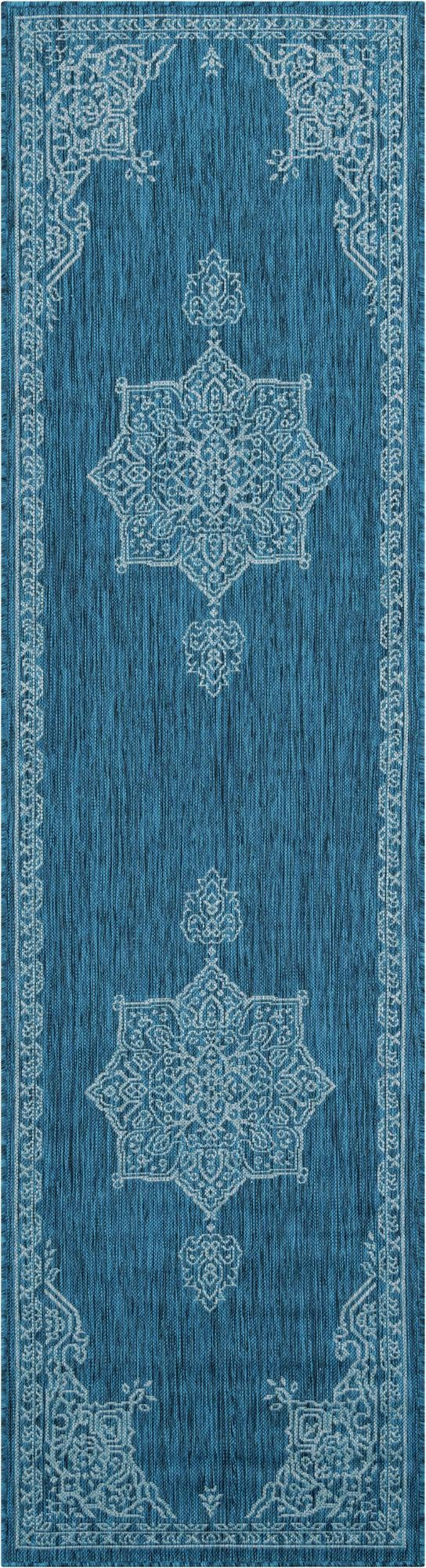 2' 7 x 10' Rhys · Border Outdoor Rug, teal