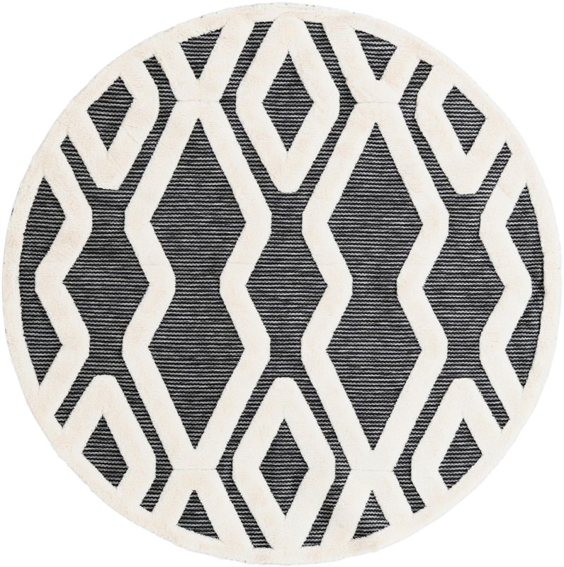 6' x 6' Armstead · Geometric trellis rug, gray and ivory