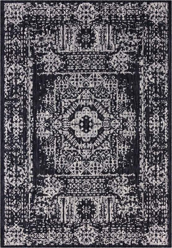 9' x 12' Hayden · Border Outdoor Rug, charcoal