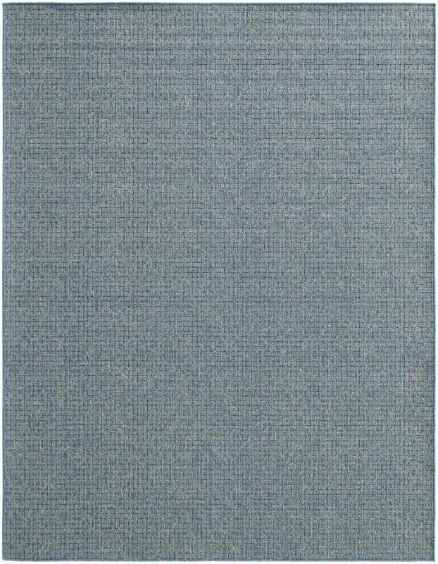 7' 10 x 10' Loam · Grid Outdoor Rug, aqua blue