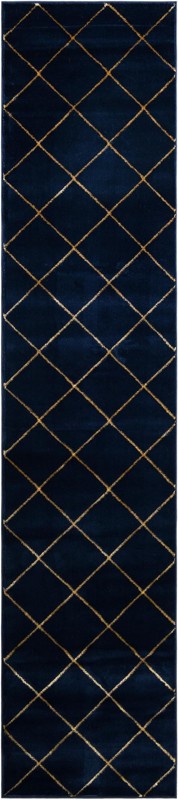 2' 7 x 12' Gilchrist · Diamond rug, navy blue and gold