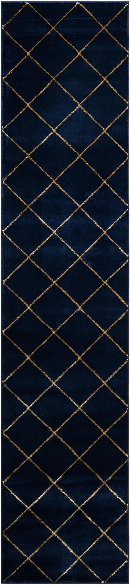 2' 7 x 12' Gilchrist · Diamond rug, navy blue and gold