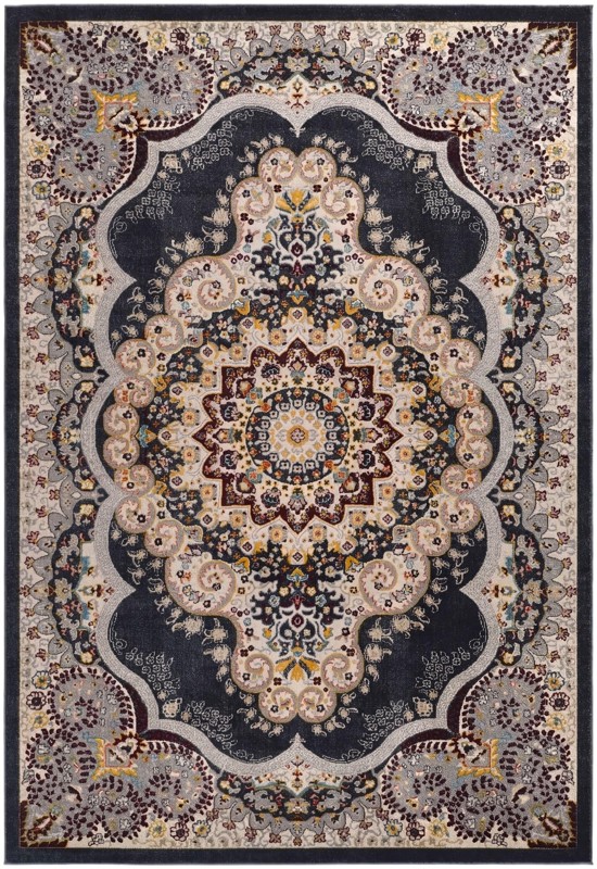 7' x 10' Candlelight · Medallion Washable Rug, navy and ivory