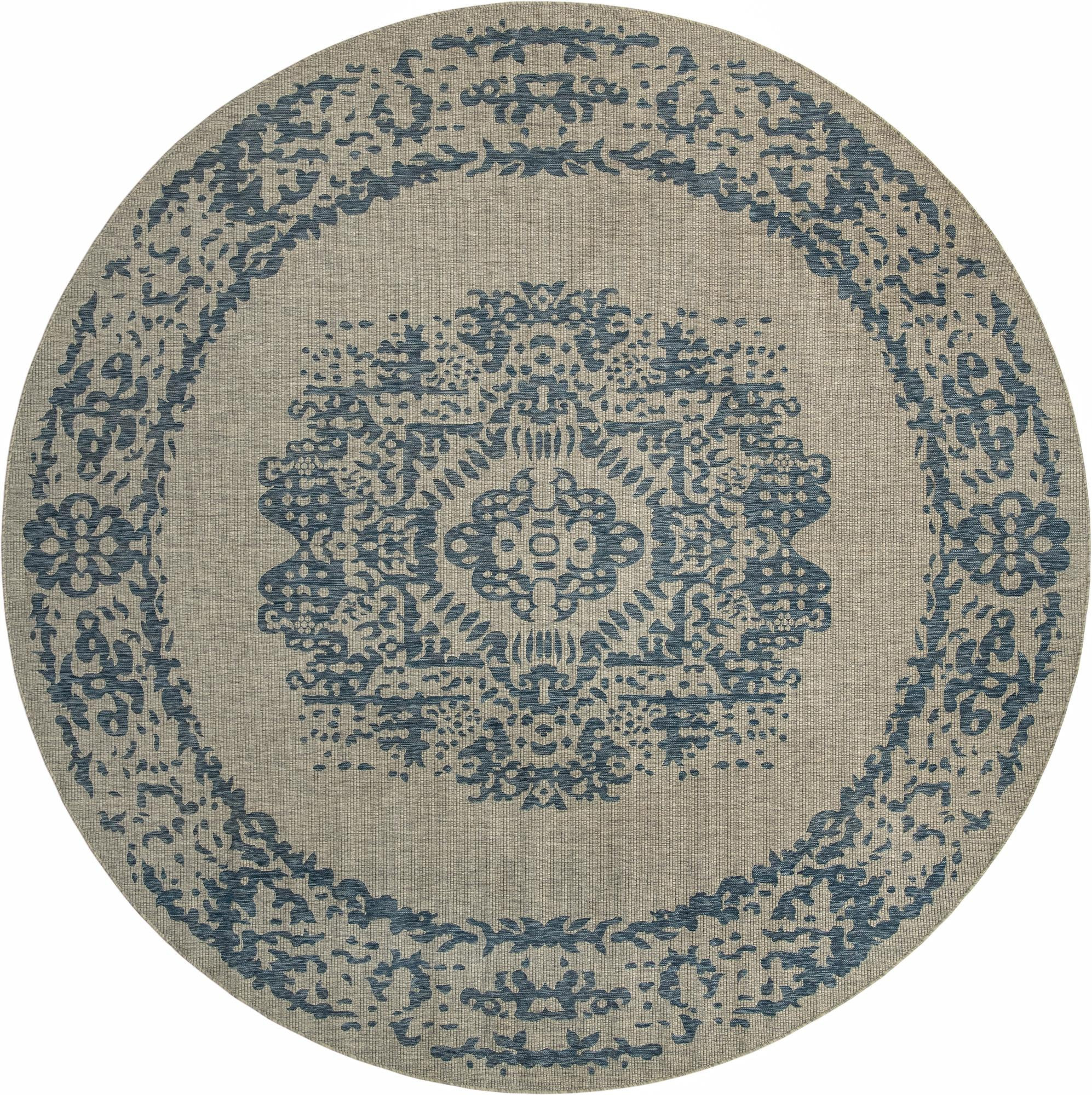 10' 8 x 10' 8 Hayden · Medallion Outdoor Rug, blue