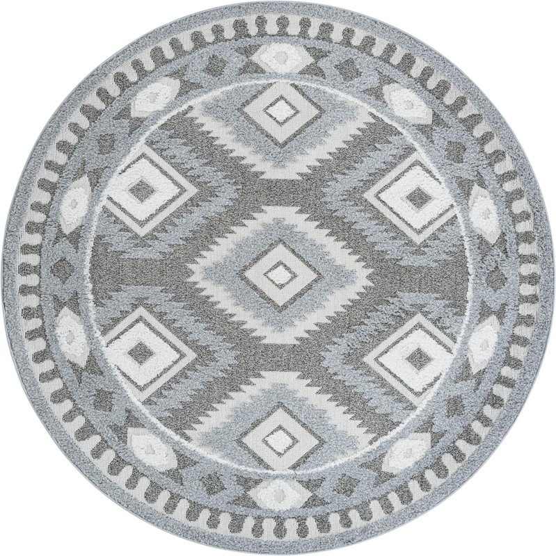 7' 10 x 7' 10 Bernard · Border rug, gray
