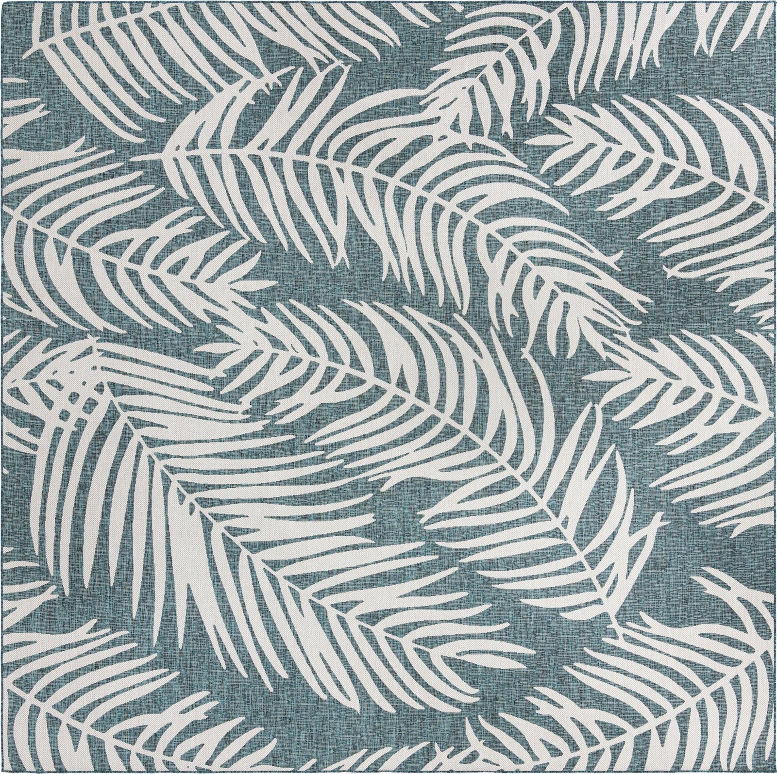 13' x 13' Moody · Floral / botanical Outdoor Rug, teal