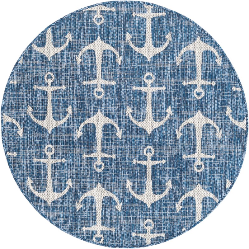 4' x 4' Millbrook · Anchor Outdoor Rug, blue and ivory