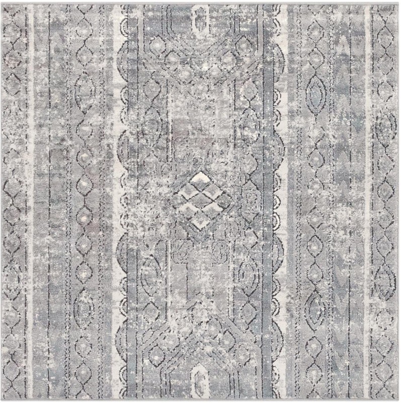 Grouse · Geometric tribal rug, gray and ivory