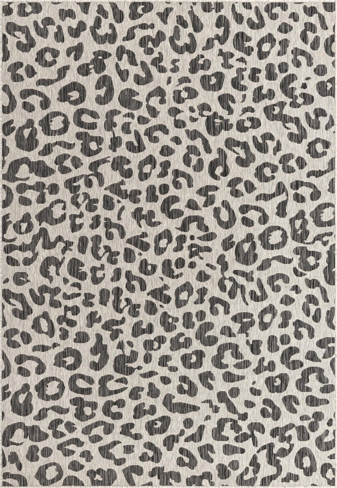 7' x 10' Cardamom · Leopard print Outdoor Rug, gray and cream