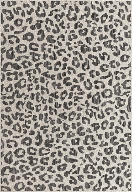 Cardamom · Leopard print Outdoor Rug, gray and cream