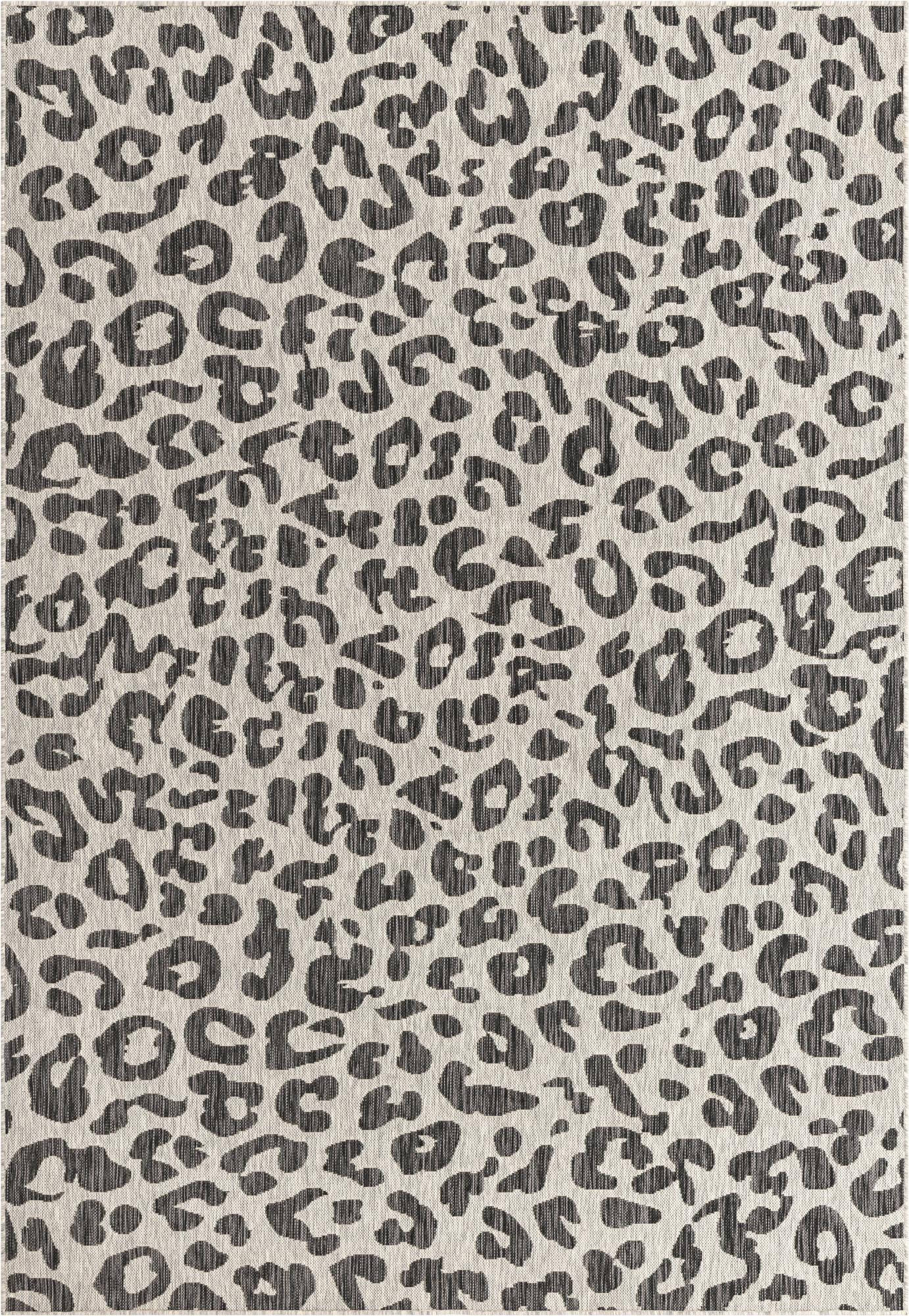 7' x 10' Cardamom · Leopard print Outdoor Rug, gray and cream