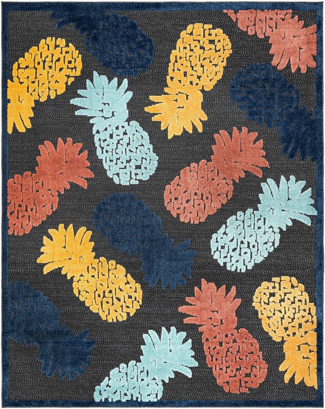 7' 10 x 10' Ewell · Border Outdoor Rug, black