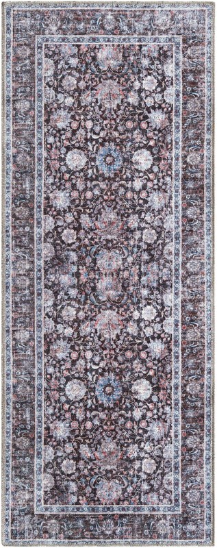Bertie · Floral medallion rug, brown and blue