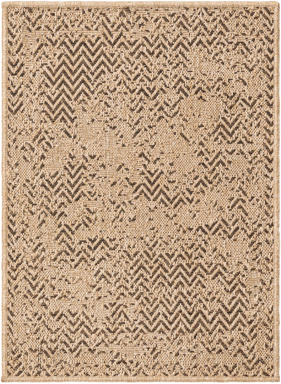 2' x 3' Axton · Distressed chevron rug, natural and brown