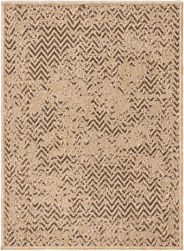 2' x 3' Axton · Distressed chevron rug, natural and brown
