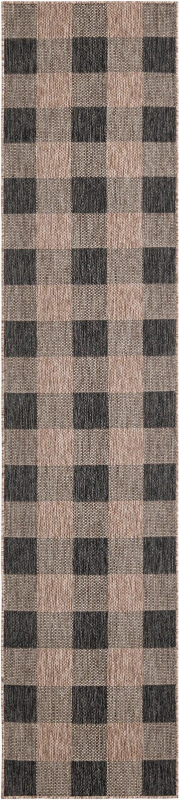 2' 7 x 12' Ramona · Plaid Outdoor Rug, black and brown