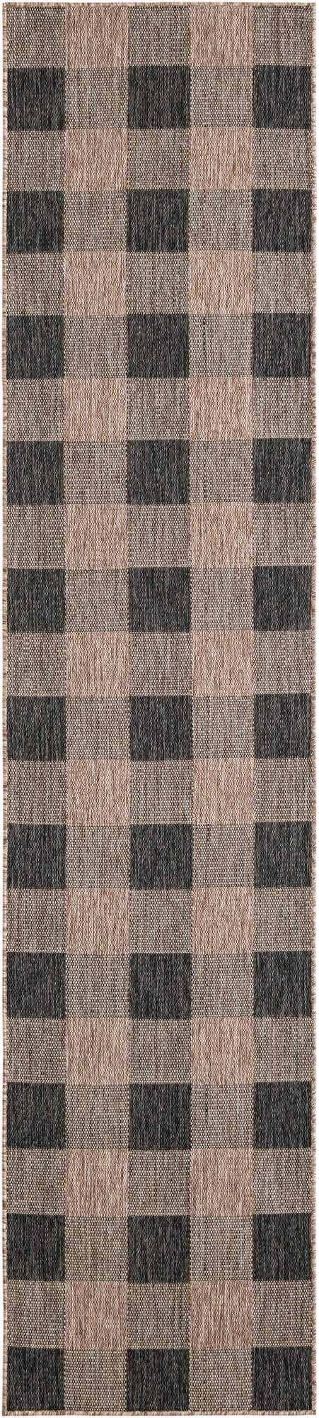 2' 7 x 12' Ramona · Plaid Outdoor Rug, black and brown