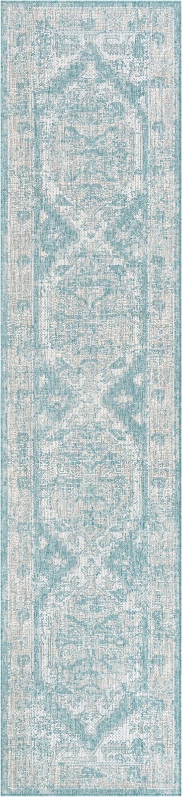 2' 7 x 12' Wylie · Border Outdoor Rug, aqua