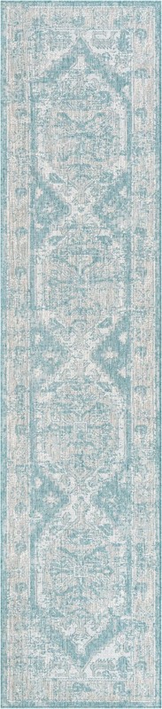 2' 7 x 12' Wylie · Border Outdoor Rug, aqua
