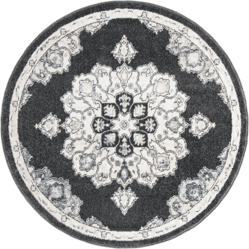 5' x 5' Nettle · Border rug, charcoal