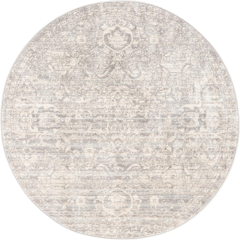 5' 2 x 5' 2 Ansel · Faded medallion rug, gray and ivory