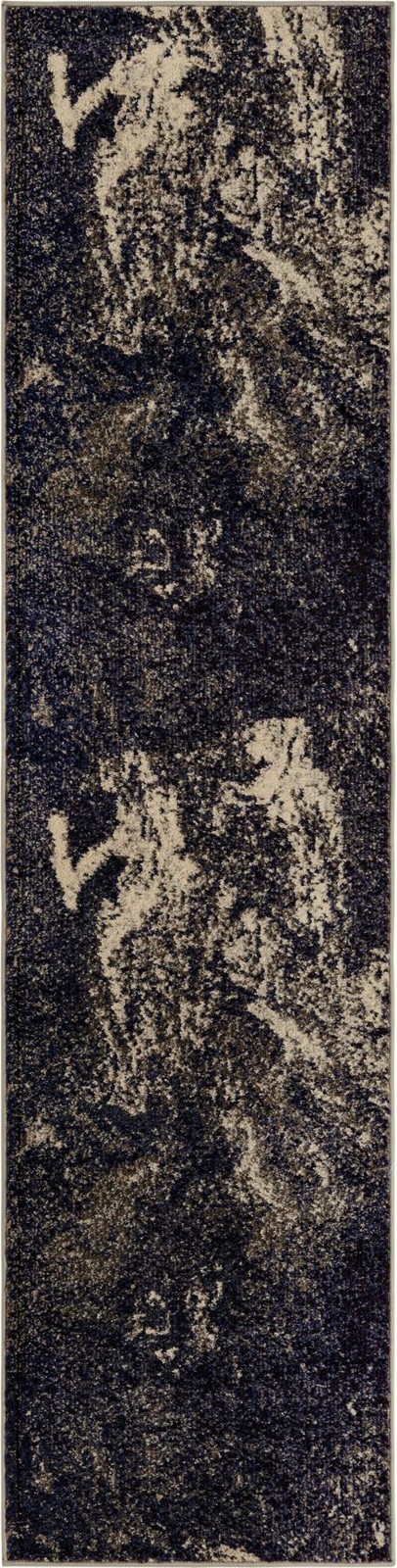 2' x 8' Rosalind · Abstract Washable Rug, navy and beige