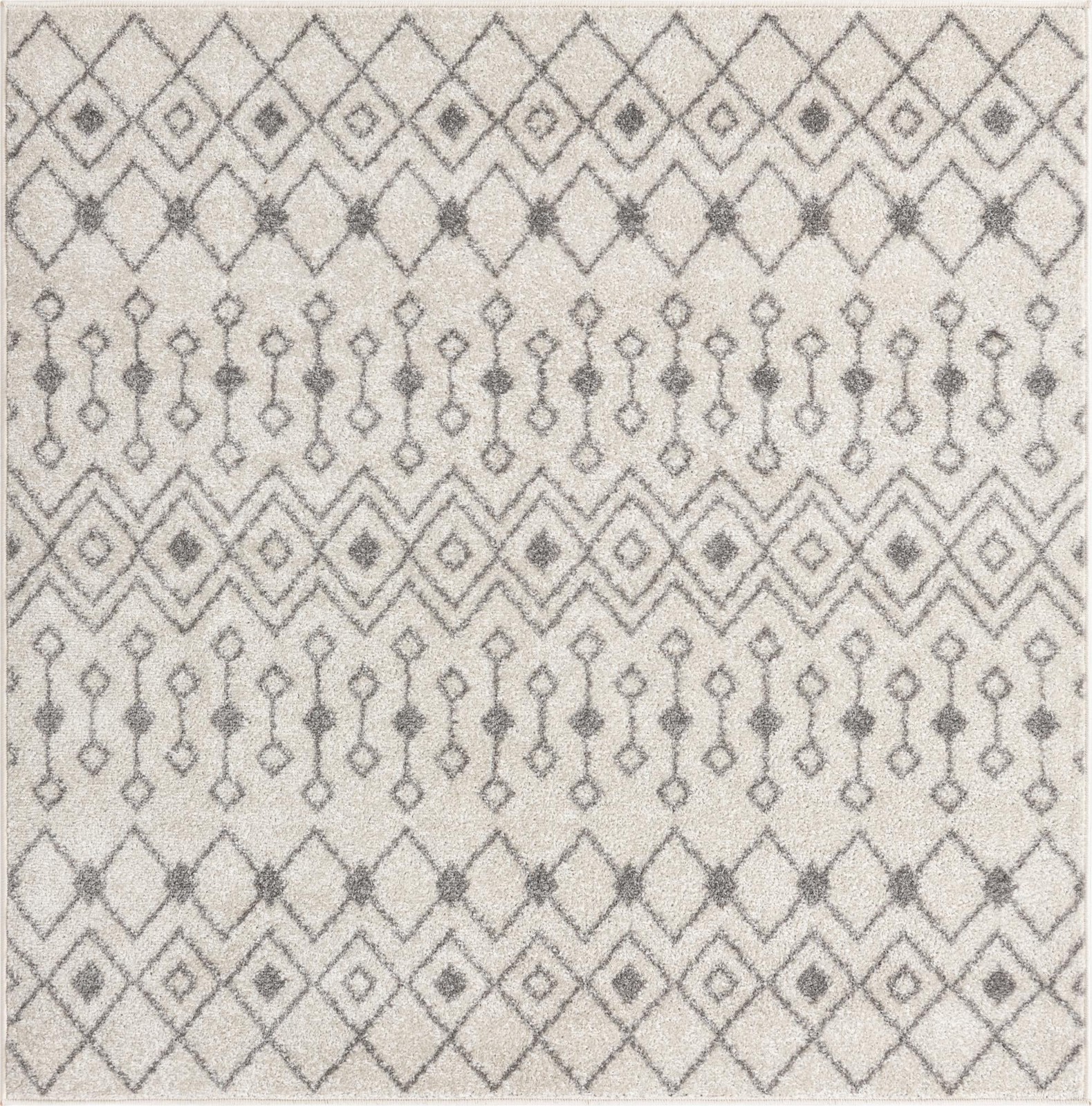 5' 3 x 5' 3 Boswell · Geometric lattice rug, ivory and gray