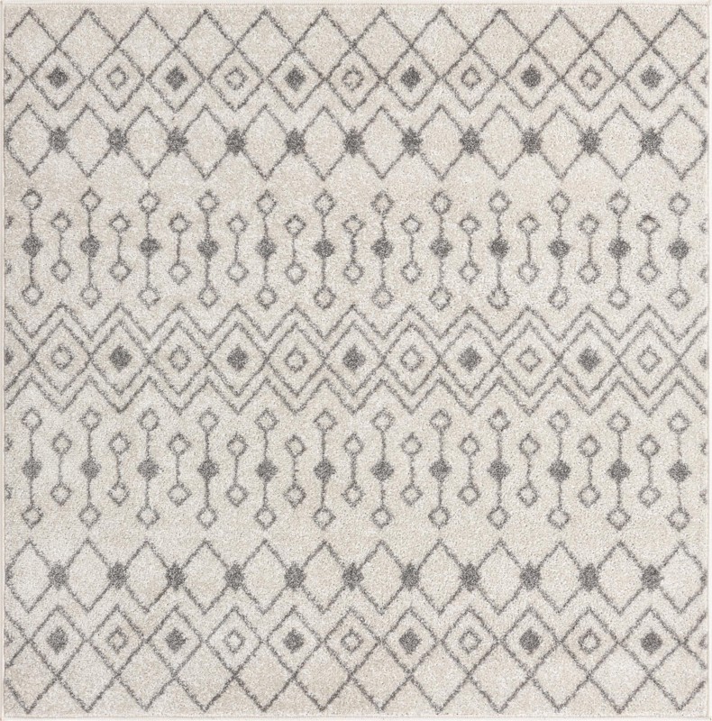5' 3 x 5' 3 Boswell · Geometric lattice rug, ivory and gray