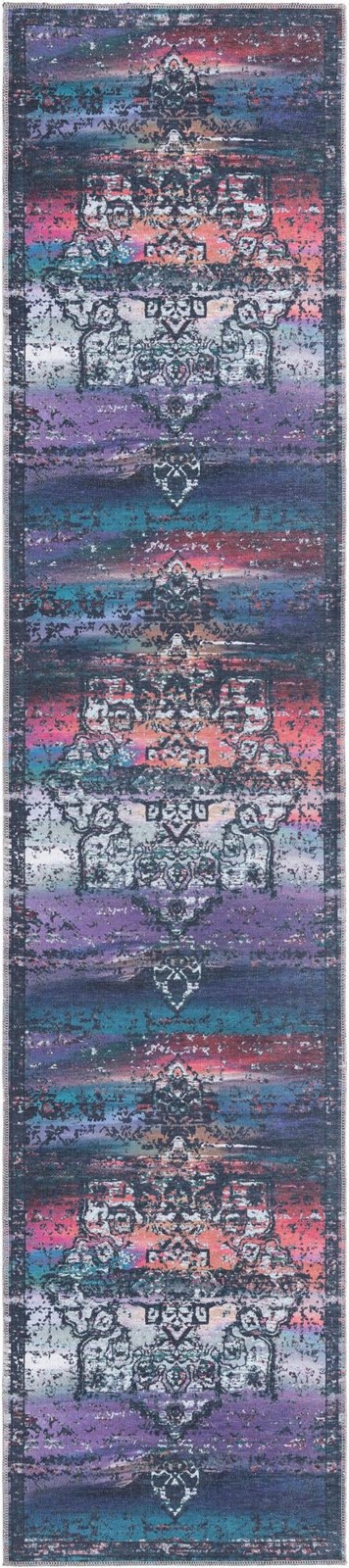 2' 7 x 12' Rideout · Medallion Washable Rug, multi blue and violet