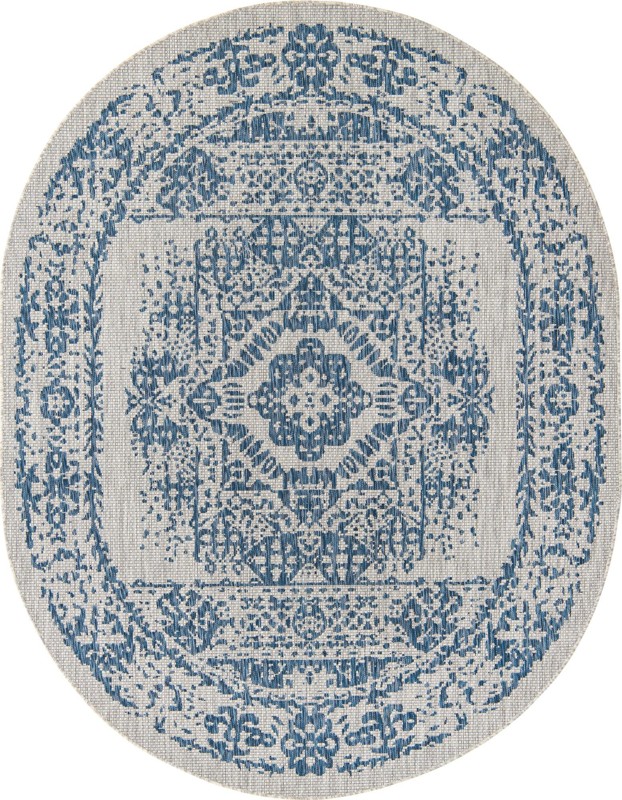 7' 10 x 10' Hayden · Medallion Outdoor Rug, blue