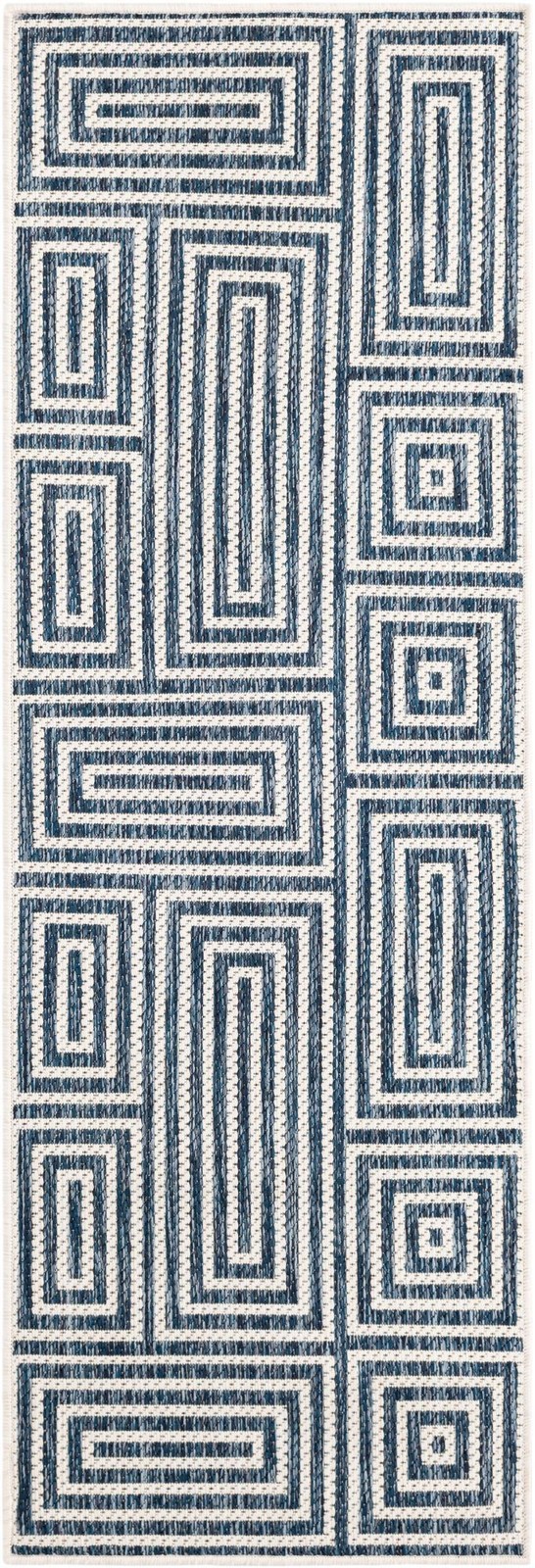 2' x 6' Cumberland · Geometric Outdoor Rug, blue