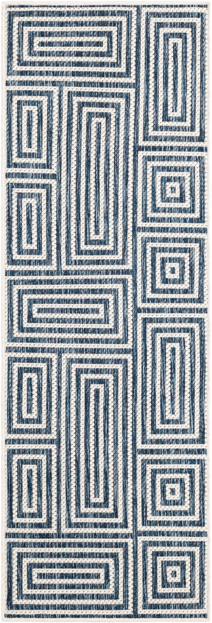 2' x 6' Cumberland · Geometric Outdoor Rug, blue