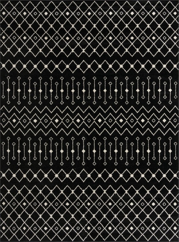 10' 8 x 14' Boswell · Geometric trellis rug, black and white