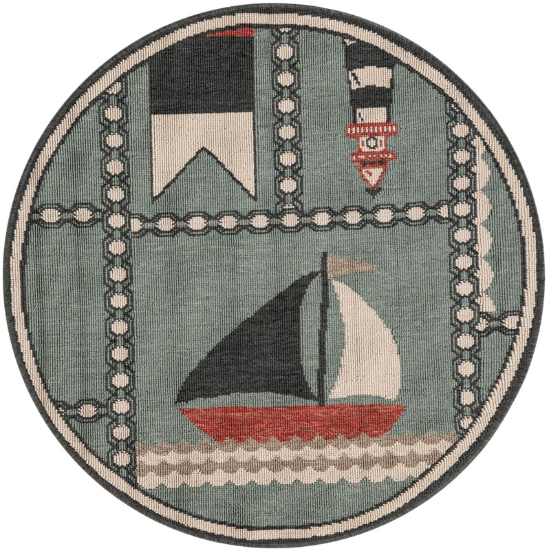 3' x 3' Della · Border Outdoor Rug, blue