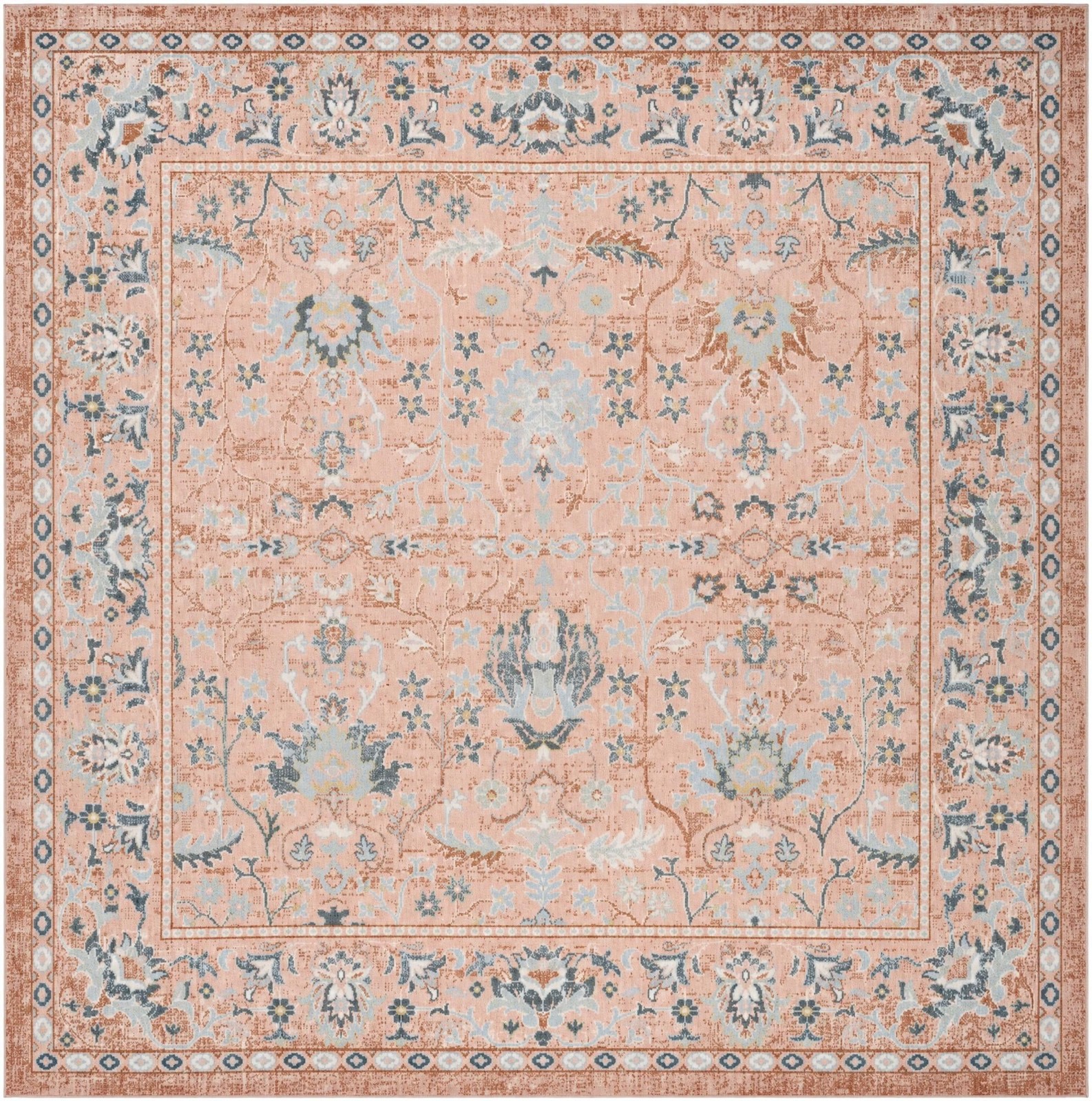 7' 10 x 7' 10 Sandys · Border Washable Rug, rose pink