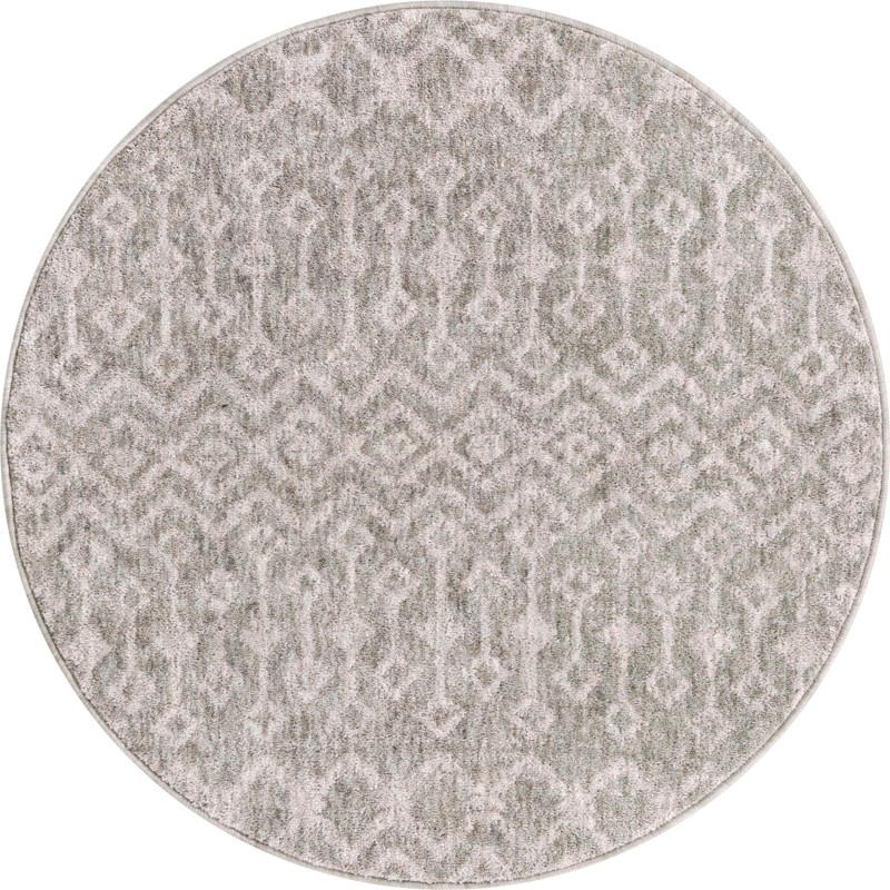3' 3 x 3' 3 Harlan · Geometric trellis rug, gray and ivory