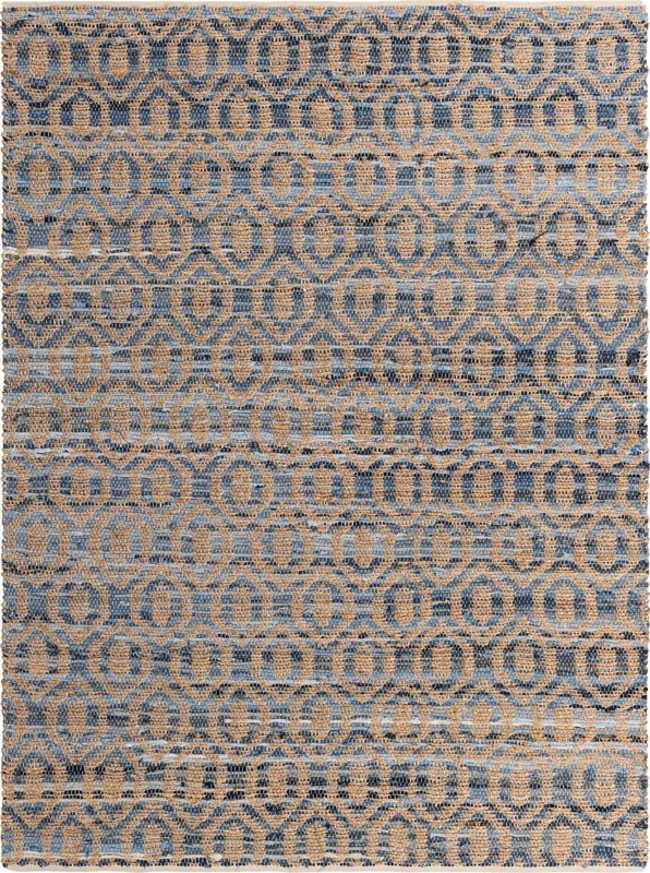 7' 1 x 10' Hops · Lattice Chindi Rug, navy and natural
