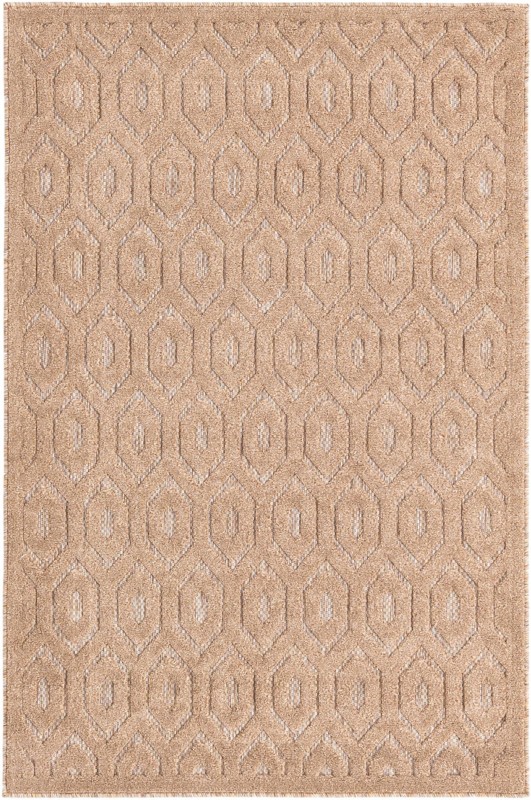 Roanoke · Geometric lattice Outdoor Rug, warm beige
