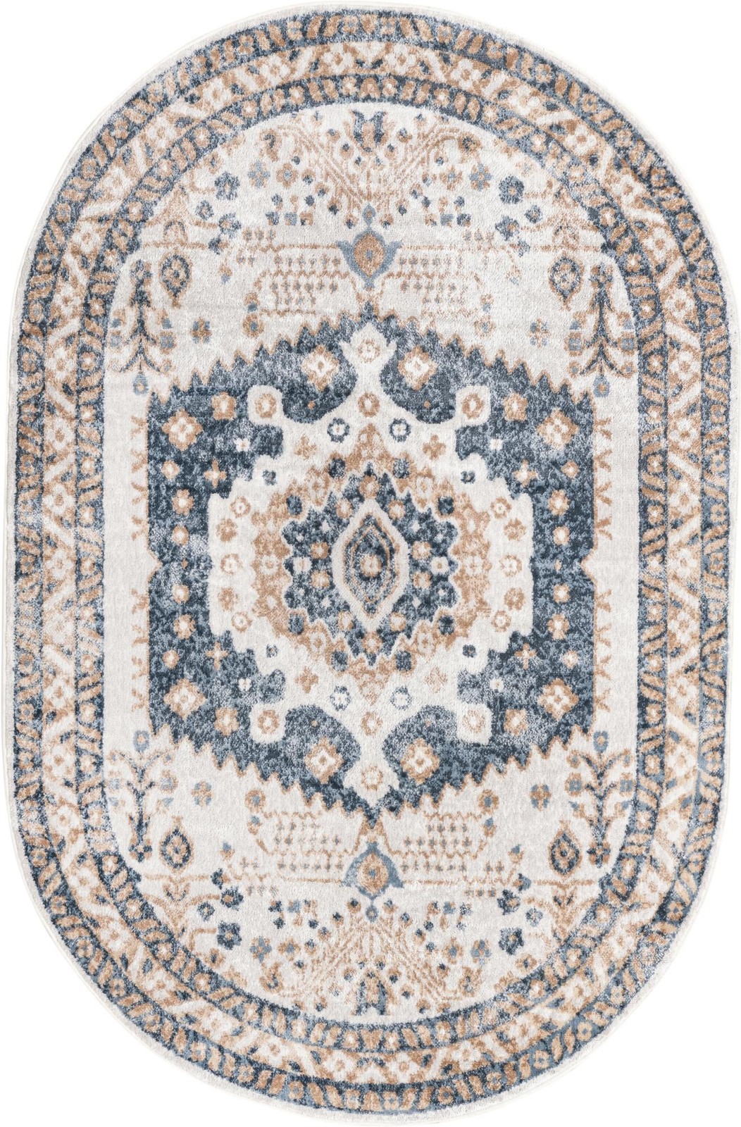 4' x 6' Swallow · Border rug, cream