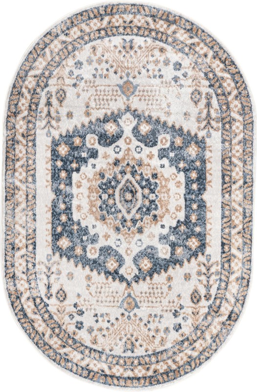 4' x 6' Swallow · Border rug, cream