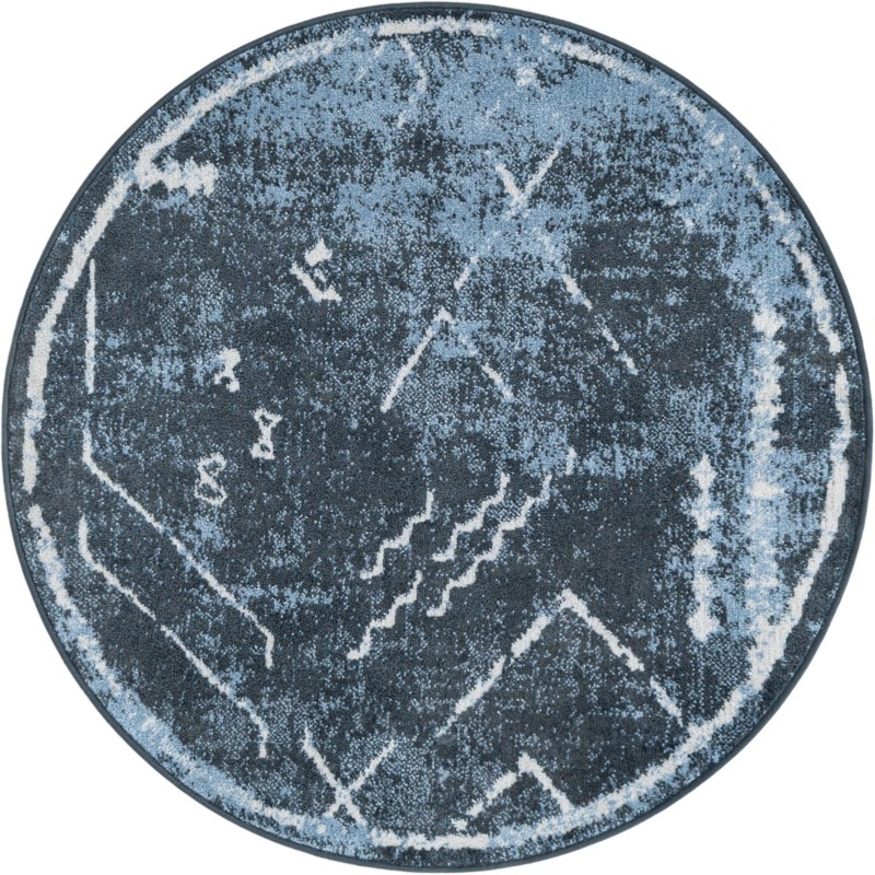 Platt · Tribal geometric Washable Rug, blue and ivory