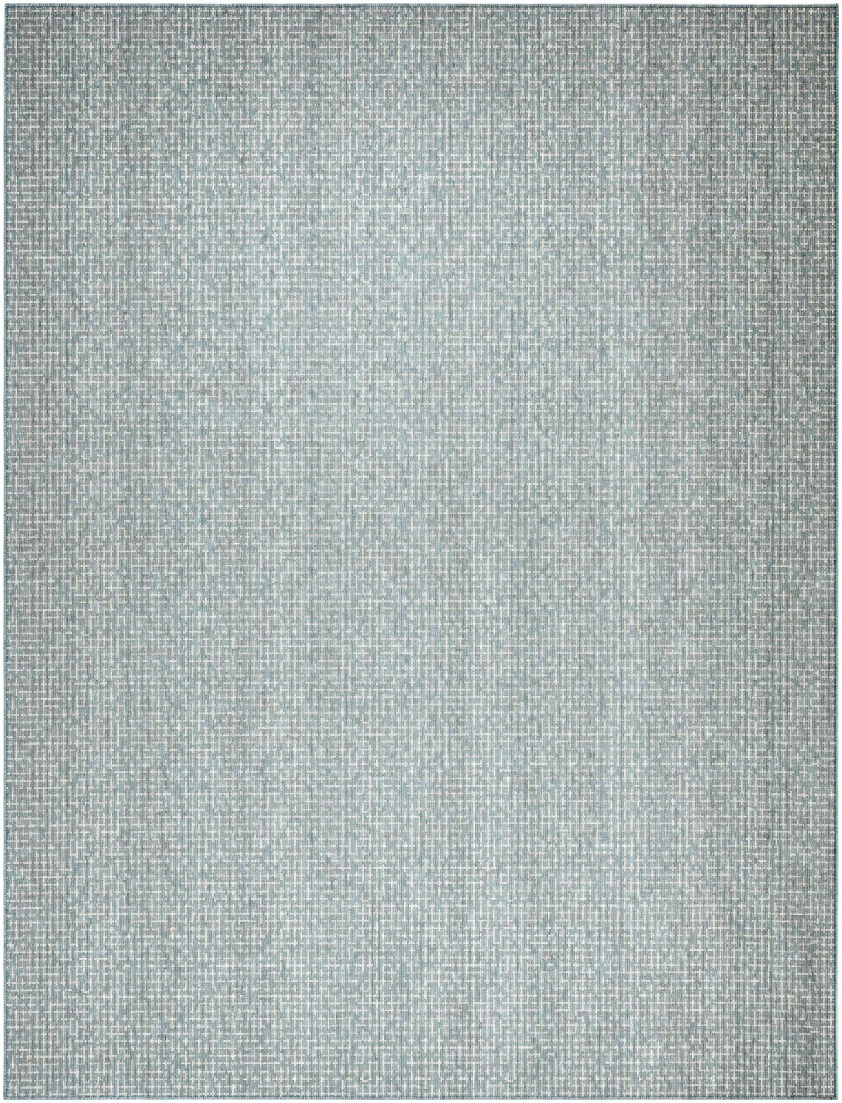 10' x 13' Loam · Grid Outdoor Rug, teal and cream