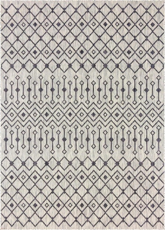 7' 10 x 11' Kearney · Geometric Outdoor Rug, gray and black