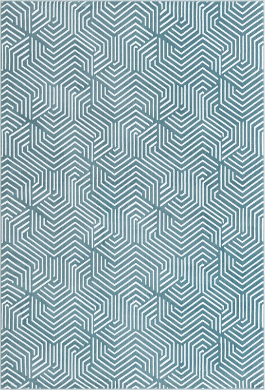 5' 3 x 8' Manning · Geometric rug, aegean blue and ivory