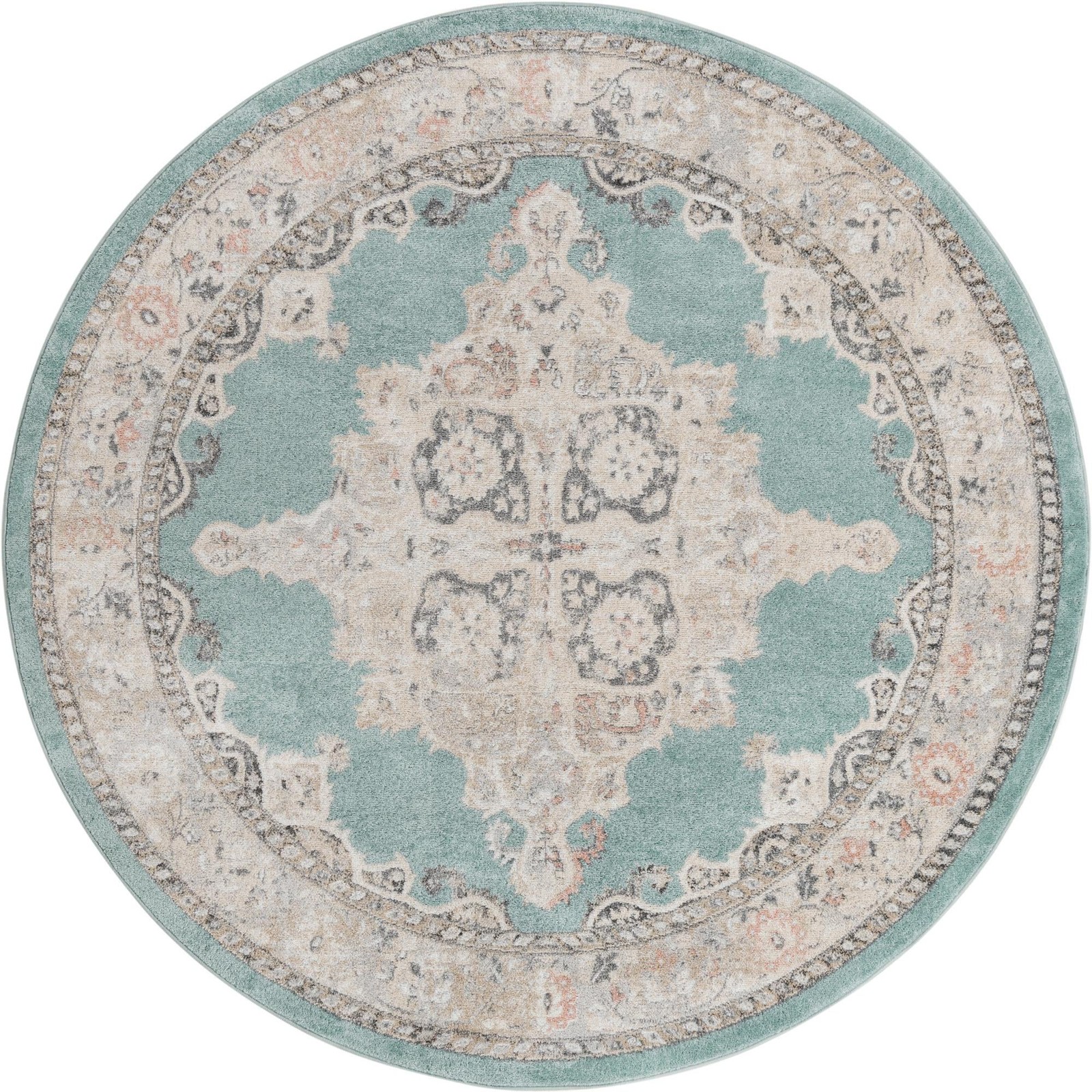 7' 10 x 7' 10 Selby · Border rug, aqua